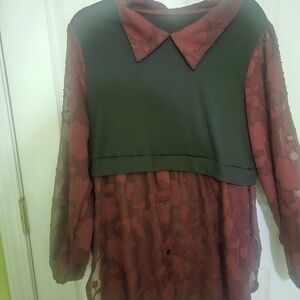 Red and Black Sheer Blouse